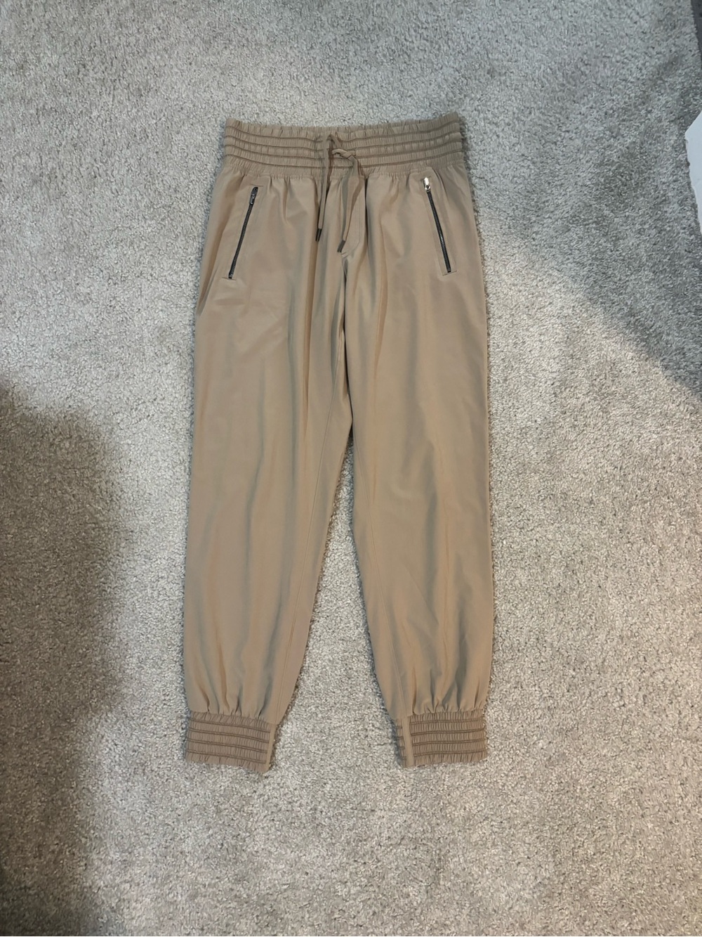 Athleta Taupe Drawstring Track Joggers